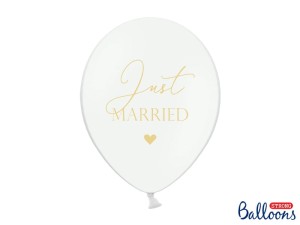 Ballons 30cm, Just Married, Pastel Pure White (1 VPE / 6 Stk.)