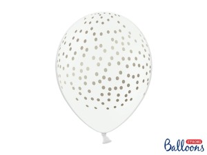 Ballons 30cm, Punkte, Pastel Pure White (1 VPE / 50 Stk.)