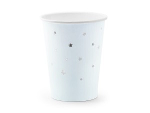 6 Pappbecher Trend - 260ml - Stars Hellblau