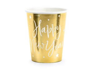 Becher Happy New Year, gold, 220ml (1 VPE / 6 Stk.)