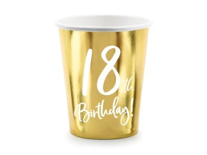 Becher 18th Birthday, gold, 220ml (1 Pk. / 6 St.)