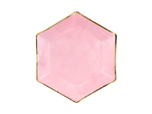 6 Pappteller Trend - Ø 23cm - Rosa & Gold