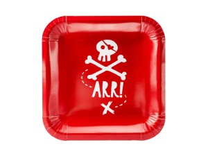 Teller Piraten, rot, 20x20cm (1 VPE / 6 Stk.)