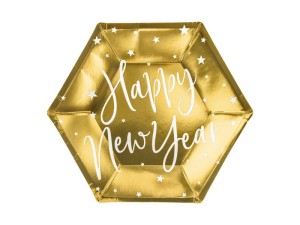 Teller Happy New Year, gold, 20cm (1 VPE / 6 Stk.)