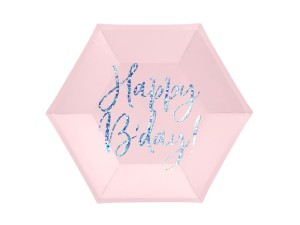 Teller Happy B'day!, hell-puderrosa, 20cm (1 VPE / 6 Stk.)