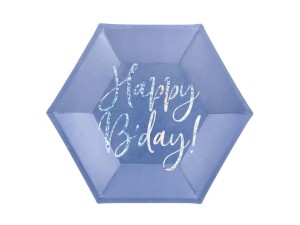 Teller Happy B'day!, marineblau, 20cm (1 VPE / 6 Stk.)