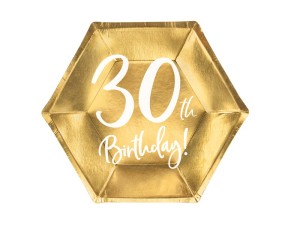 Teller 30th Birthday, gold, 20cm (1 VPE / 6 Stk.)