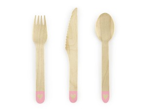 Holzbesteck Herzen, rosa, 16cm (1 VPE / 18 Stk.)
