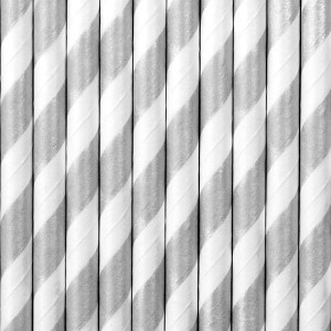 Papierstrohhalme, silber, 19,5cm (1 VPE / 10 Stk.)