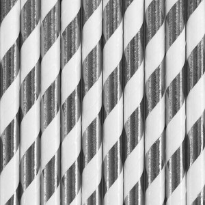 Papierstrohhalme, silber, 19,5cm (1 VPE / 10 Stk.)