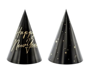 Partyhüte Happy New Year, 16cm (1 VPE / 6 Stk.)