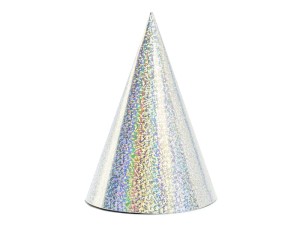 Holografische Partyhüte, silber, 16cm (1 VPE / 6 Stk.)