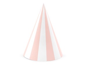 Partyhüte - Streifen, hellrosa, 16cm (1 VPE / 6 Stk.)