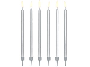 Geburtstagskerzen, glatt, silber, 12,5 cm (1 VPE / 12 Stk.)