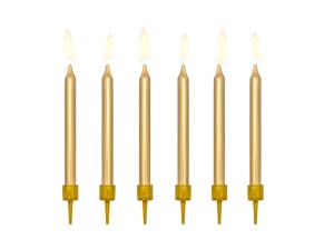 Geburtstagskerzen, glatt, gold, 6cm (1 VPE / 6 Stk.)