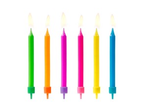 Geburtstagskerzen Bunt, Mix, 6,5cm (1 VPE / 6 Stk.)