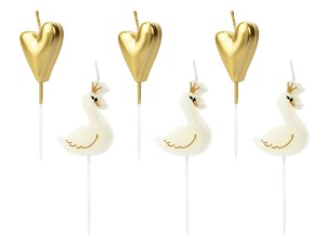 Geburtstagskerzen Lovely Swan, Mix, 3,5-4cm (1 VPE / 6 Stk.)