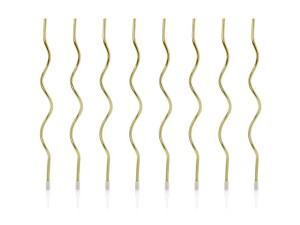Gedrehte Geburtstagskerzen, gold, 14cm (1 VPE / 8 Stk.)
