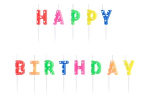 Geburtstagskerzen Happy Birthday, Mix, 2,5cm (1 VPE / 13 Stk.)