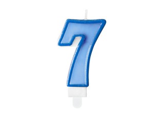 Geburtstagskerze Ziffer 7, blau, 7cm