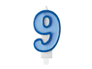 Geburtstagskerze Ziffer 9, blau, 7cm