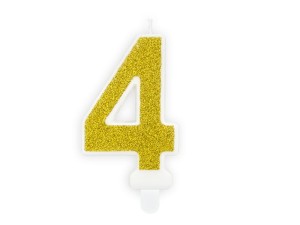 Geburtstagskerze Ziffer ''4'', gold, 7 cm