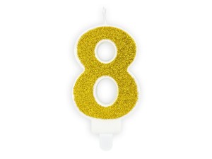Geburtstagskerze Ziffer ''8'', gold, 7 cm