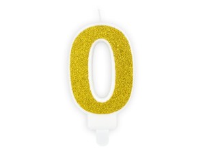 Geburtstagskerze Ziffer ''0'', gold, 7 cm