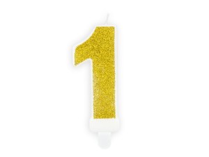 Geburtstagskerze Ziffer ''1'', gold, 7 cm