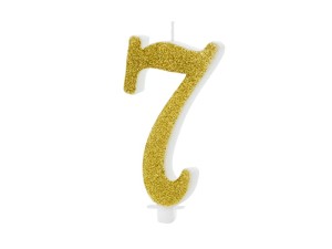 Geburtstagskerze Ziffer 7, gold, 10cm