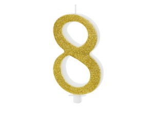 Geburtstagskerze Ziffer 8, gold, 10 cm