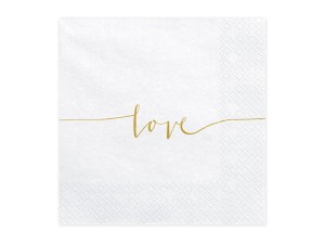 Servietten Love, gold, 33x33cm (1 VPE / 20 Stk.)