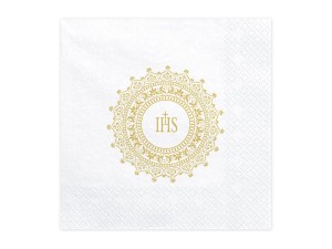 Servietten Kommunion IHS, 33x33cm, gold (1 VPE / 20 Stk.)