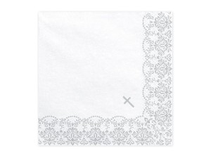 Servietten Kommunion mit Ornament, 33x33cm, silber (1 VPE / 20 Stk.)
