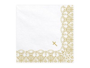 Servietten Kommunion mit Ornament, 33x33cm, gold (1 VPE / 20 Stk.)