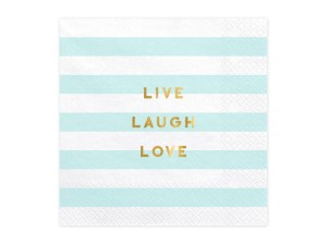 Servietten Yummy - Live Laugh Love, hellblau, 33x33cm (1 VPE / 20 Stk.)
