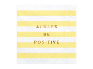 Servietten Yummy - Always be positive, hellgelb, 33x33cm (1 VPE / 20 Stk.)