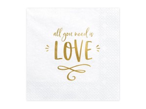 Servietten - All you need is love, weiß, 33x33cm (1 VPE / 20 Stk.)