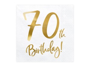 Servietten 70th Birthday, weiß, 33x33cm (1 VPE / 20 Stk.)