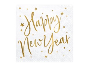 Servietten Happy New Year, weiß, 33x33cm (1 VPE / 20 Stk.)