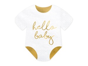 Servietten Body - Hello Baby, weiß, 16x16cm (1 VPE / 20 Stk.)