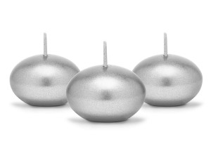 Metallisierte Schwimmkerze, silber, 4cm (1 VPE / 50 Stk.)