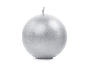 Metallisierte Kugelkerze, silber, 6cm (1 VPE / 10 Stk.)