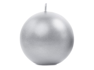 Metallisierte Kugelkerze, silber, 8cm (1 VPE / 6 Stk.)