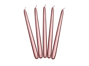 Metallisierte Kegelkerze, roségold, 24cm (1 VPE / 10 Stk.)