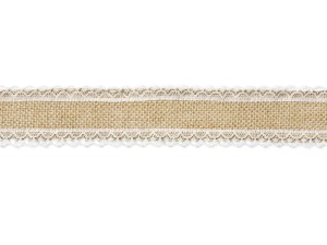 Juteband mit Spitze, 5x500cm