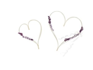 Rattanherzen mit Blumensträußen, lila (1 VPE / 2 Stk.)