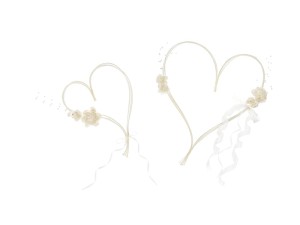 Rattanherzen mit Blumensträußen, creme (1 VPE / 2 Stk.)
